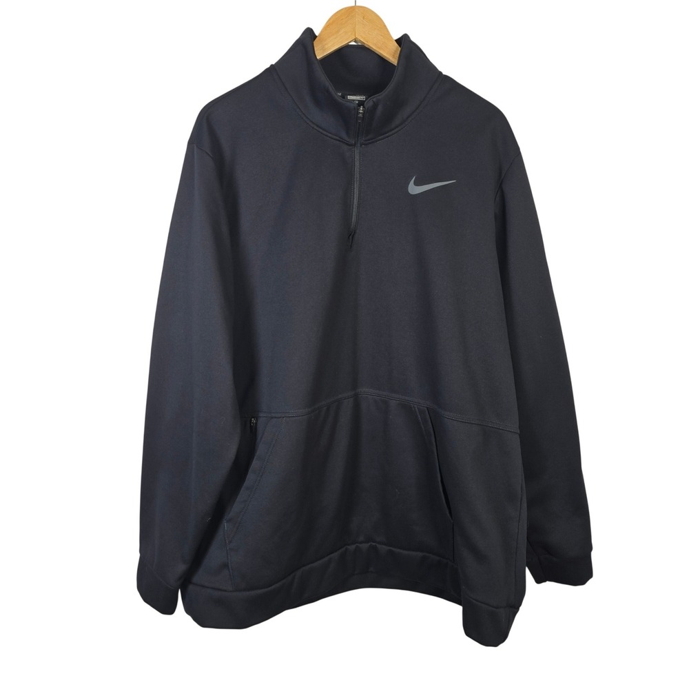 Nike Mens Dri-FIT Therma Long Sleeve 1/4 Zip Pullover‎ Jacket Black XXL
